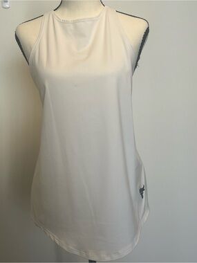 Under Armour Cream High-Neck Performance Tank with Dark Logo
